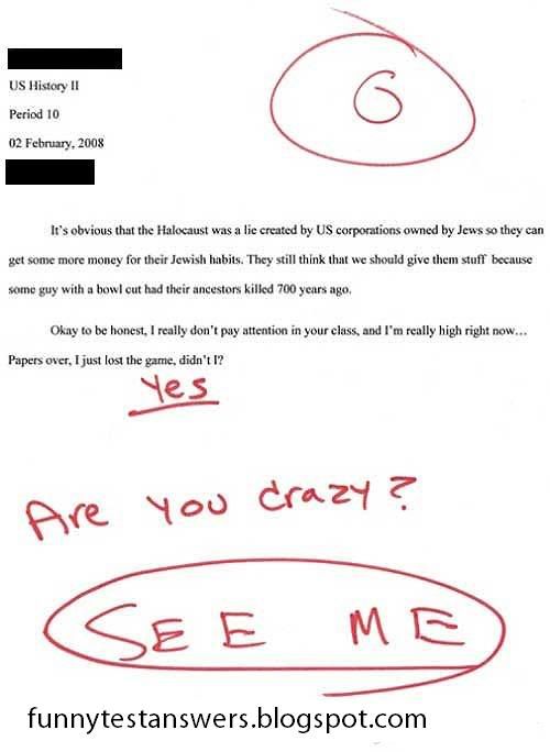 Funny essay answers. I just lost the game