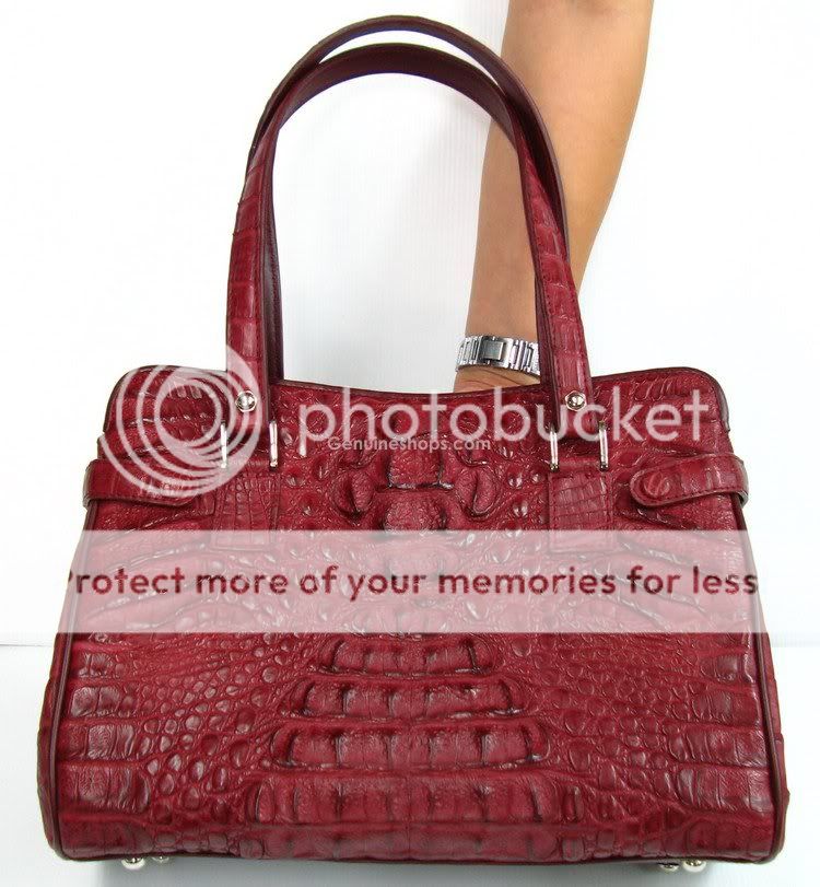 BURGUNDY RED GENUINE CROCODILE LEATHER HANDBAG BAG TOTE NEW  