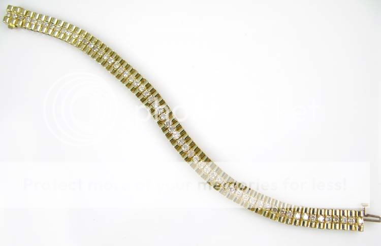 Ladies 14K Yellow Gold Diamond Tennis Bracelet 4.20CTW  
